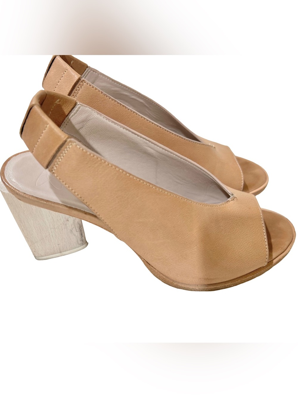 Zero + Maria Cornejo Slingback Leather  Heeled Sandals 36.5 • Sculptural